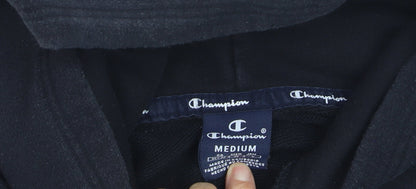 Champion Men's Black Pullover Hoodie Medium Logo Fleece Sweatshirt