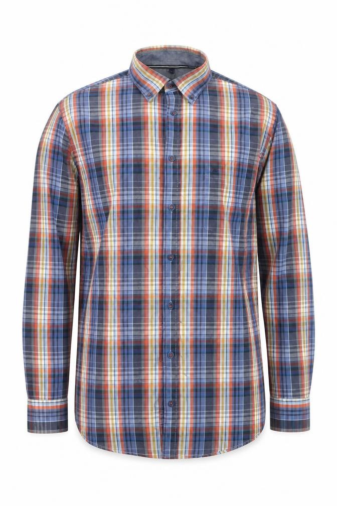 Casa Moda Men's Multicoloured Check Cotton Long Sleeve Shirt L
