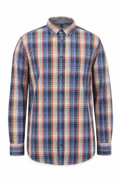 Casa Moda Men's Multicoloured Check Cotton Long Sleeve Shirt L