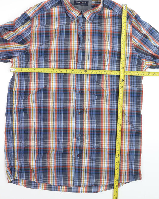 Casa Moda Men's Multicoloured Check Cotton Long Sleeve Shirt L