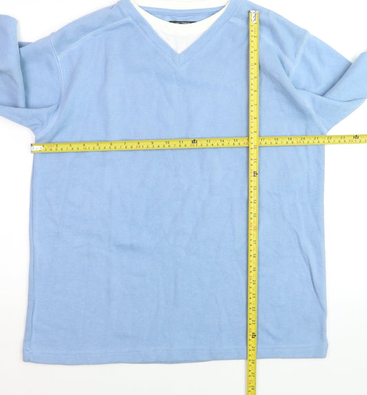 Dunnes Stores Mens Blue V-Neck Cotton Blend Jumper Small
