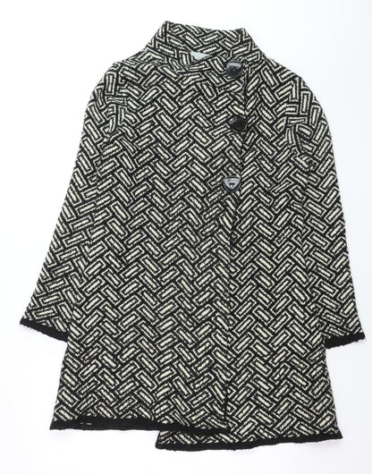 Wallis Women Black Wool Blend Mid-Length Overcoat M
