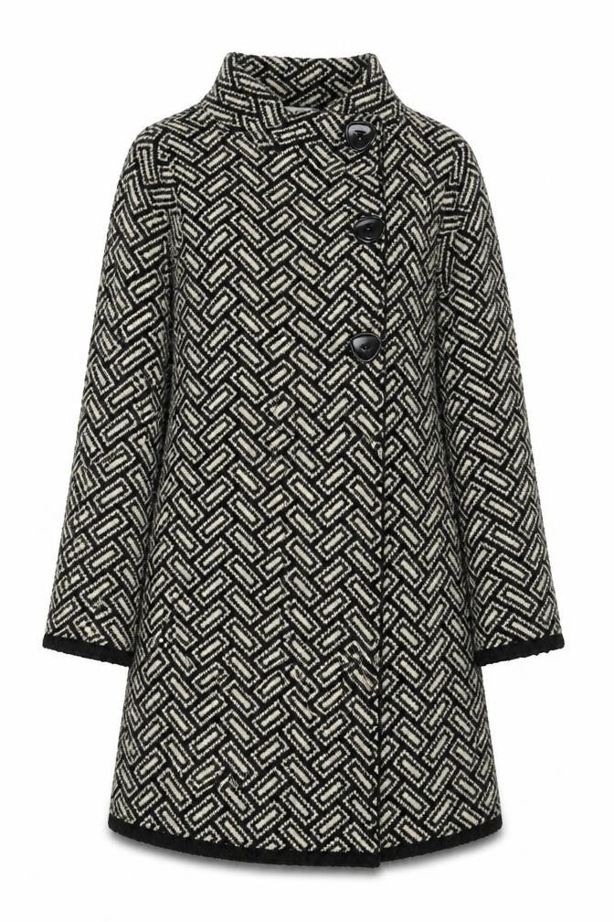 Wallis Women Black Wool Blend Mid-Length Overcoat M