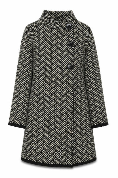 Wallis Women Black Wool Blend Mid-Length Overcoat M