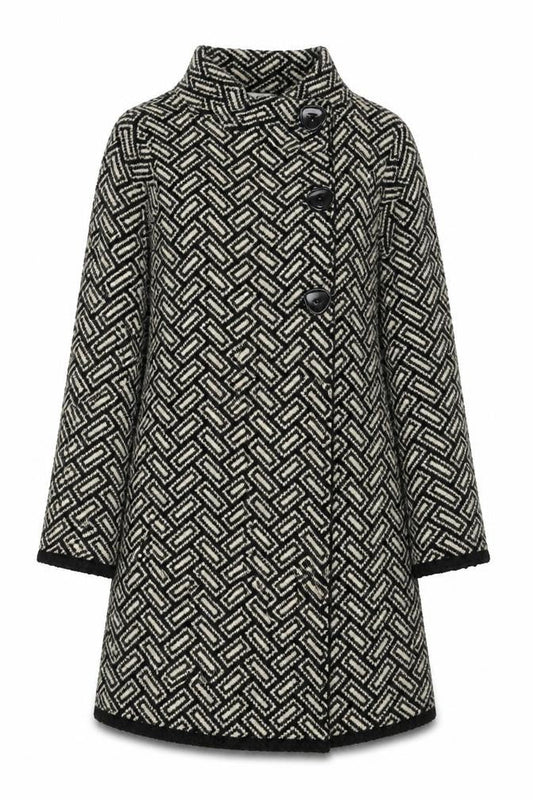 Wallis Women Black Wool Blend Mid-Length Overcoat M