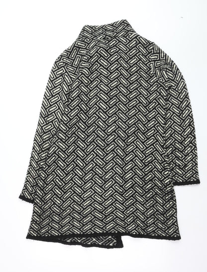 Wallis Women Black Wool Blend Mid-Length Overcoat M