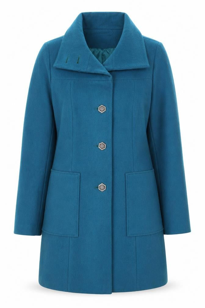 Sasha Womens Blue Wool Blend Mid-Length Overcoat Size 14