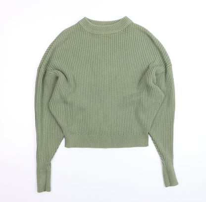 Pull&Bear Women Green Size 8 Chunky Knit Mock Neck Jumper