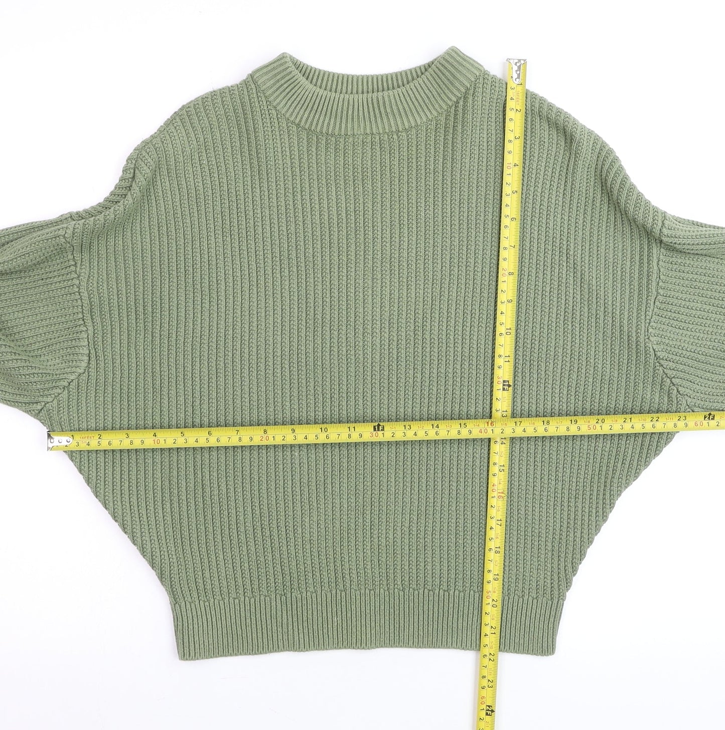 Pull&Bear Women Green Size 8 Chunky Knit Mock Neck Jumper