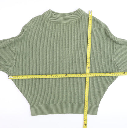 Pull&Bear Women Green Size 8 Chunky Knit Mock Neck Jumper
