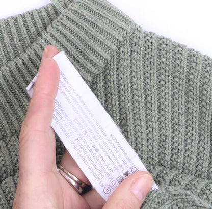 Pull&Bear Women Green Size 8 Chunky Knit Mock Neck Jumper