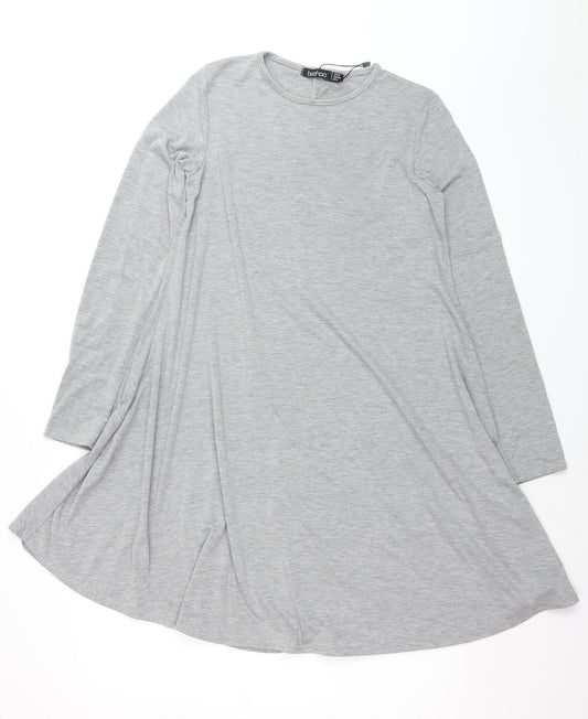 Boohoo Women’s Grey Long Sleeve Jersey T-Shirt Size 10