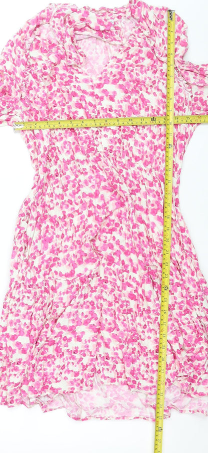 Gallery Women's Pink Floral A-Line Short Dress Size 12