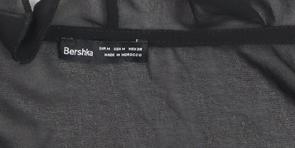 Bershka Women’s Black Chiffon Cropped Tie Blouse Size 12