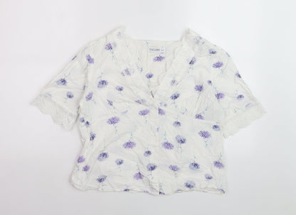 Gallery Women’s White Floral Lace Trim Blouse UK 10
