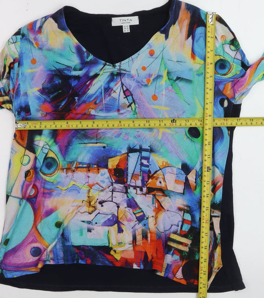 Tinta Womens Multicoloured Viscose Art Print Long Sleeve Blouse Size 12