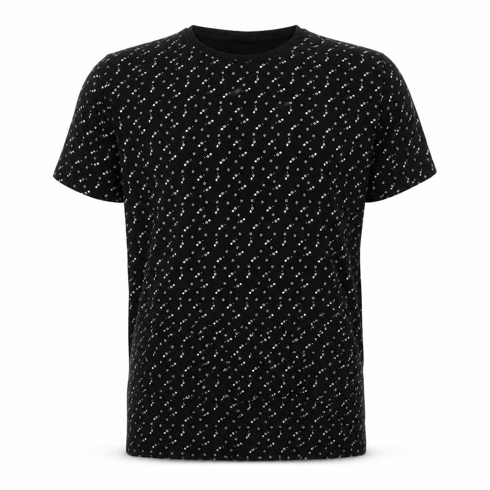 Skinzone Men's Black Geometric Print XL Cotton Crew Neck T-Shirt
