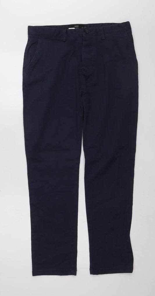 Next Women's Blue Slim Fit Chino Trousers 32S Cotton Blend