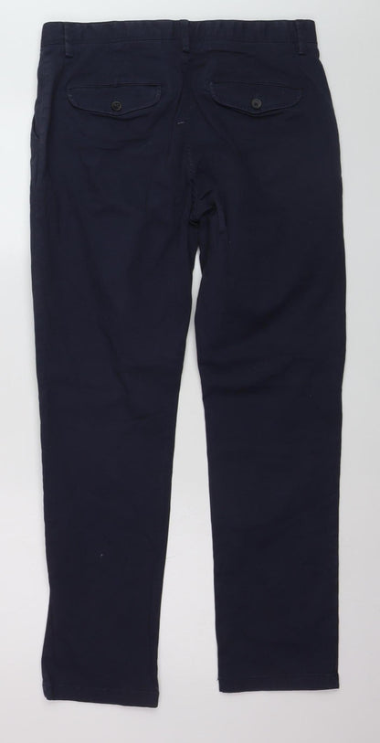 Next Women's Blue Slim Fit Chino Trousers 32S Cotton Blend