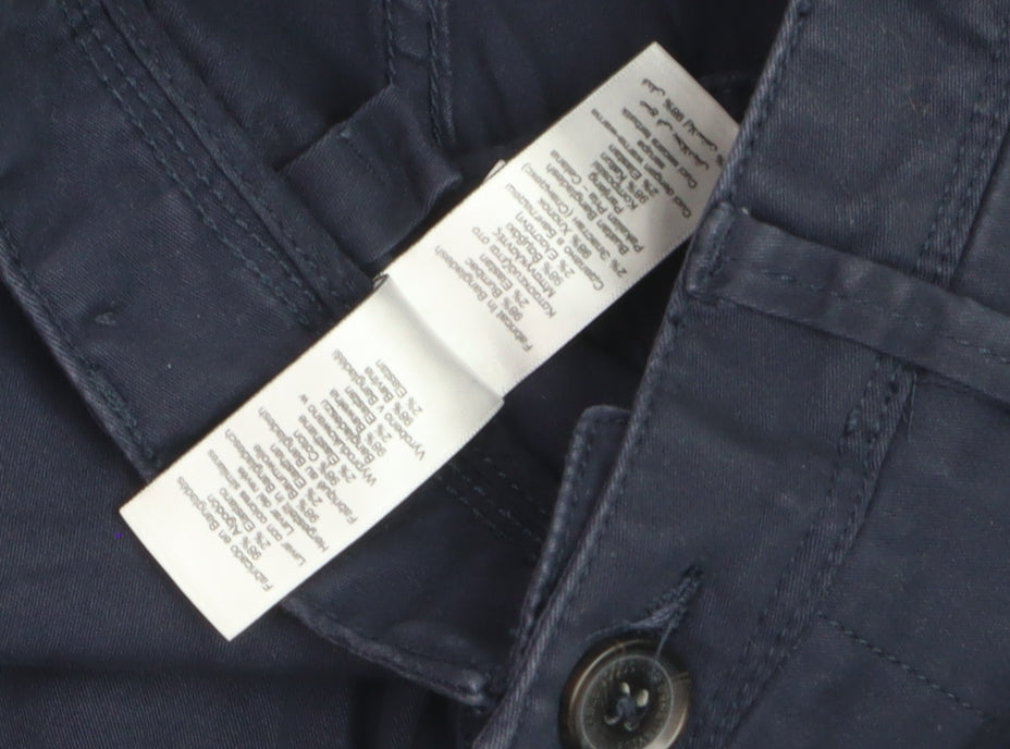 Next Women's Blue Slim Fit Chino Trousers 32S Cotton Blend