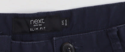 Next Women's Blue Slim Fit Chino Trousers 32S Cotton Blend