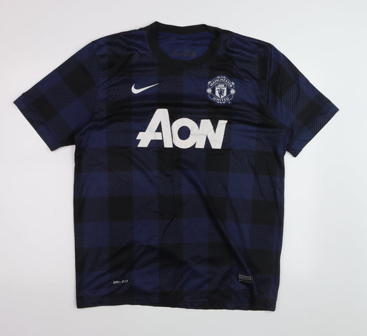 Nike Manchester United Navy Check Dri-Fit Men's Large Football T-Shirt