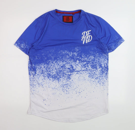 DFND Men's Blue & White Gradient Crew Neck Short Sleeve T-Shirt L
