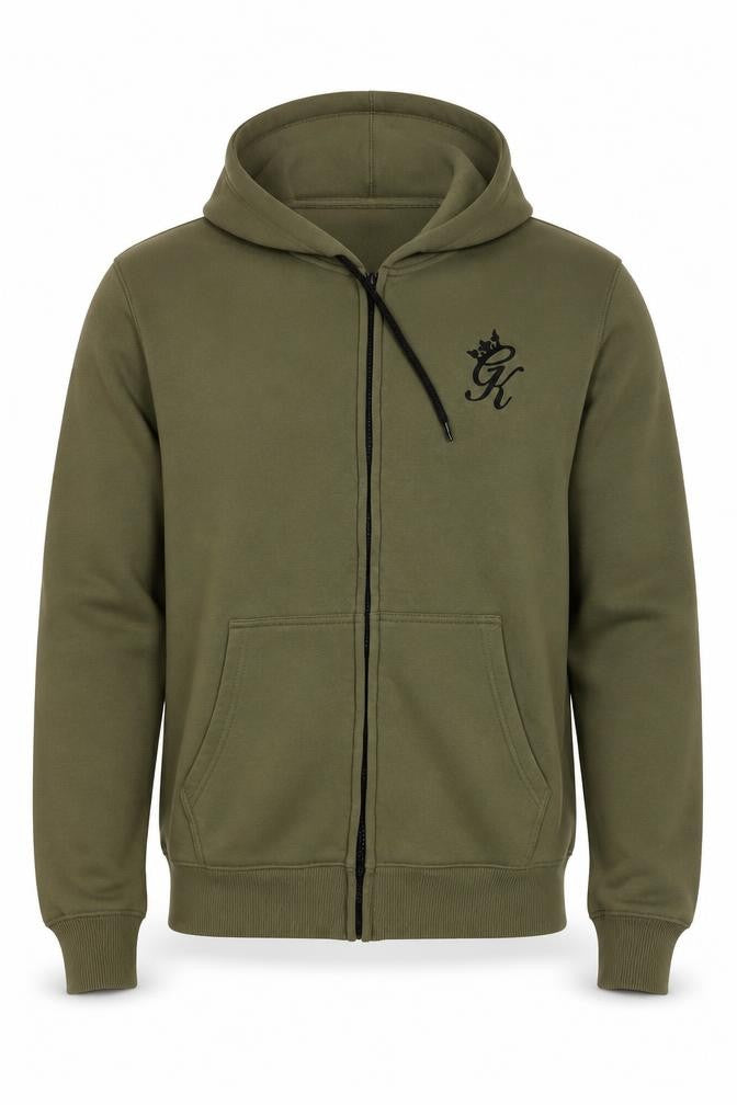 Gym King Men's Green Full Zip Hoodie Size L Cotton Blend