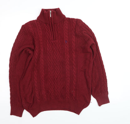 Mens UK Size M Tom Penn Red 1/2 Zip Jumper