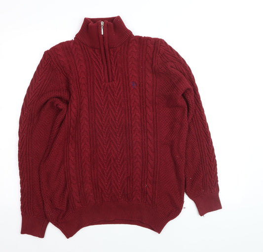 Mens UK Size M Tom Penn Red 1/2 Zip Jumper