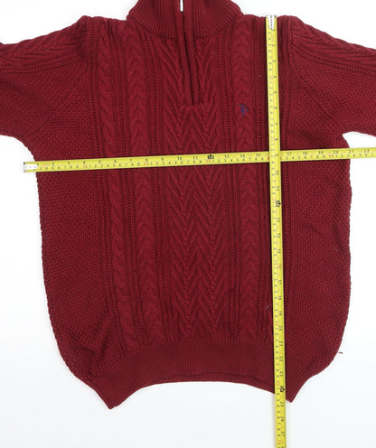 Mens UK Size M Tom Penn Red 1/2 Zip Jumper