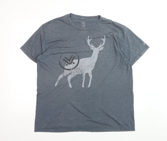 Vortex Men's Grey XL Graphic Deer Lightweight Cotton Blend T-Shirt
