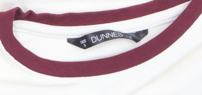 Dunnes Women Ivory Long Sleeve Ringer T-Shirt Size S