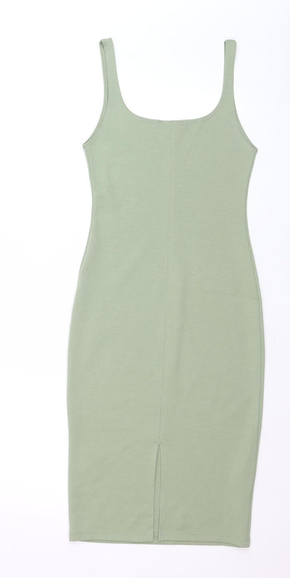 Zara Women Green Bodycon Jersey Sleeveless Dress Size 8