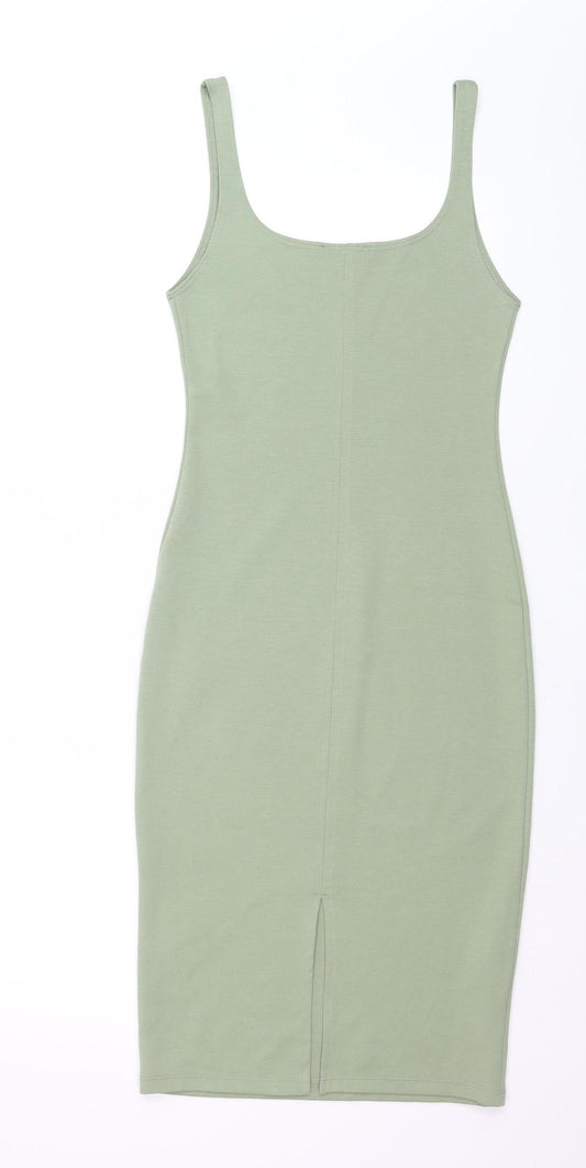 Zara Women Green Bodycon Jersey Sleeveless Dress Size 8