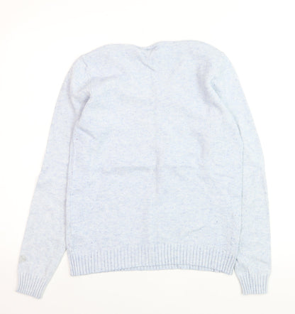Vila Women Blue V-Neck Long Sleeve Knit Jumper Size 12