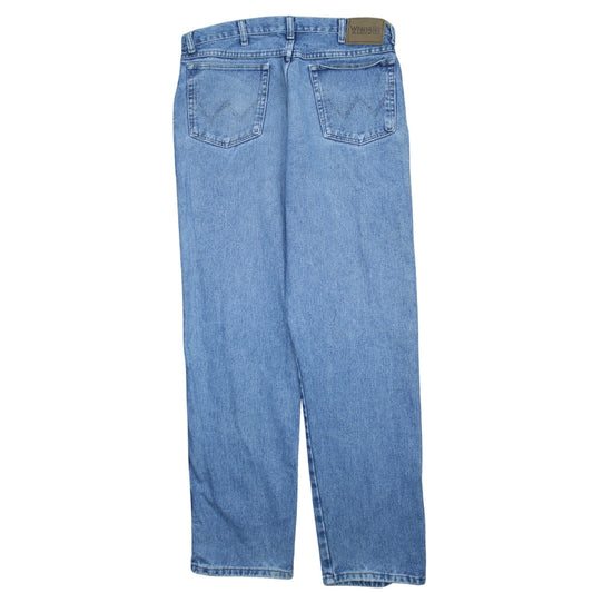 Wrangler Men Blue 35x32 Straight Fit Denim Jeans Classic Style