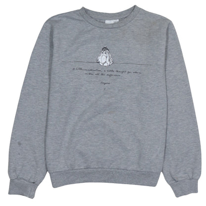 Disney Eeyore Unisex Grey Pullover Sweatshirt L Graphic Print