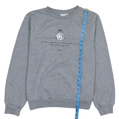 Disney Eeyore Unisex Grey Pullover Sweatshirt L Graphic Print