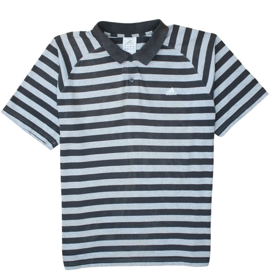 Adidas Men's Grey Striped Cotton Polo Shirt XL