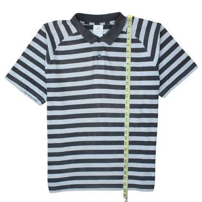 Adidas Men's Grey Striped Cotton Polo Shirt XL