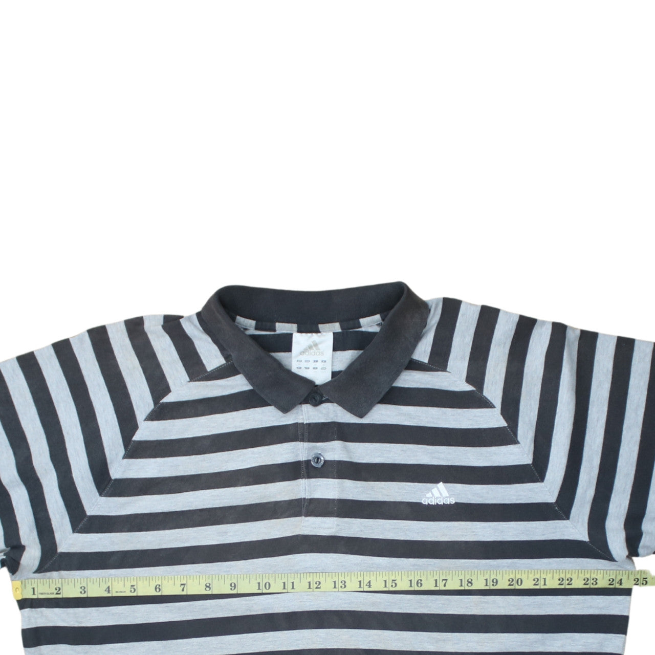 Adidas Men's Grey Striped Cotton Polo Shirt XL