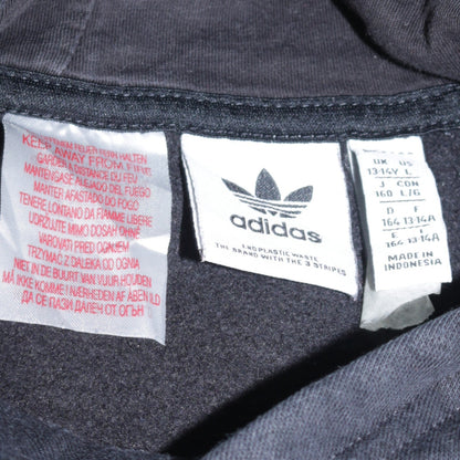 Adidas Boys Black Pullover Hoodie Size 13-14 Years Logo Cotton Blend