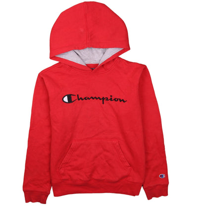 Champion Womens Red Pullover Hoodie Size L Embroidered Logo Sweatshirt