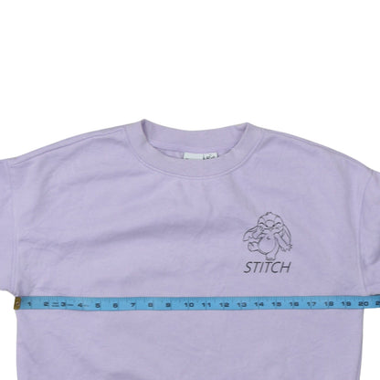 Disney Primark Women Lilac Stitch Sweatshirt XS Pullover Crew Neck