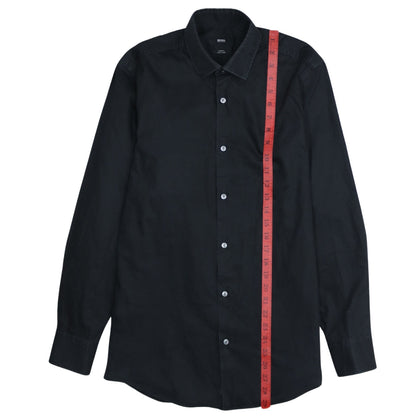 Hugo Boss Men's Black Slim Fit Long Sleeve Easy Iron Shirt Size 38
