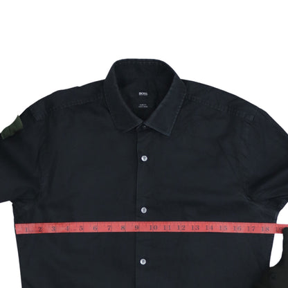 Hugo Boss Men's Black Slim Fit Long Sleeve Easy Iron Shirt Size 38