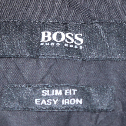 Hugo Boss Men's Black Slim Fit Long Sleeve Easy Iron Shirt Size 38