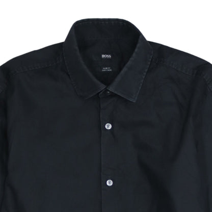 Hugo Boss Men's Black Slim Fit Long Sleeve Easy Iron Shirt Size 38