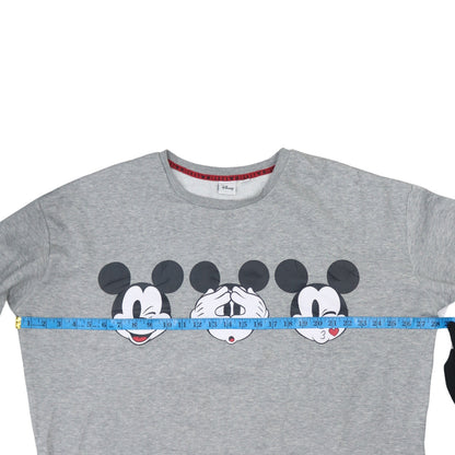 Disney Women Grey Mickey Mouse Graphic Pullover Sweatshirt L